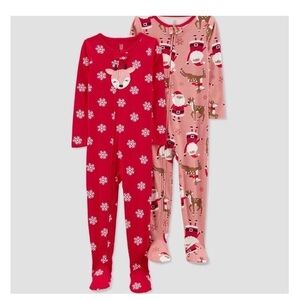 Carters Footie Pajamas Christmas Jammies set of 2 NWT Just One You Reindeer
